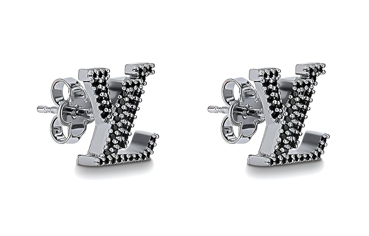 (Women) Louis Vuitton Iconic LV Monogram  Black Metal Earrings M00941