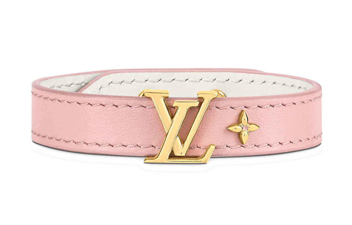 (Women) Louis Vuitton Iconic Monogram Floral Leather Bracelet Pink 19cm  Accessories M8088E
