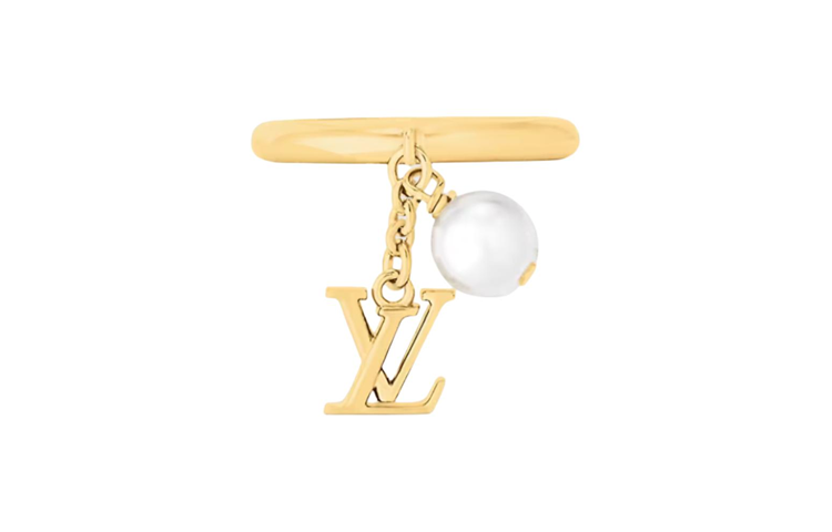 (Women) LOUIS VUITTON Iconic Pearl Metal Resin Ring Gold  Accessory M1448M