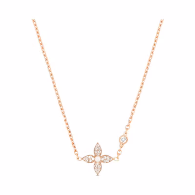 (Women) Louis Vuitton Idylle Blossom 18K Gold Diamond Necklace Pink Jewelry Q93871