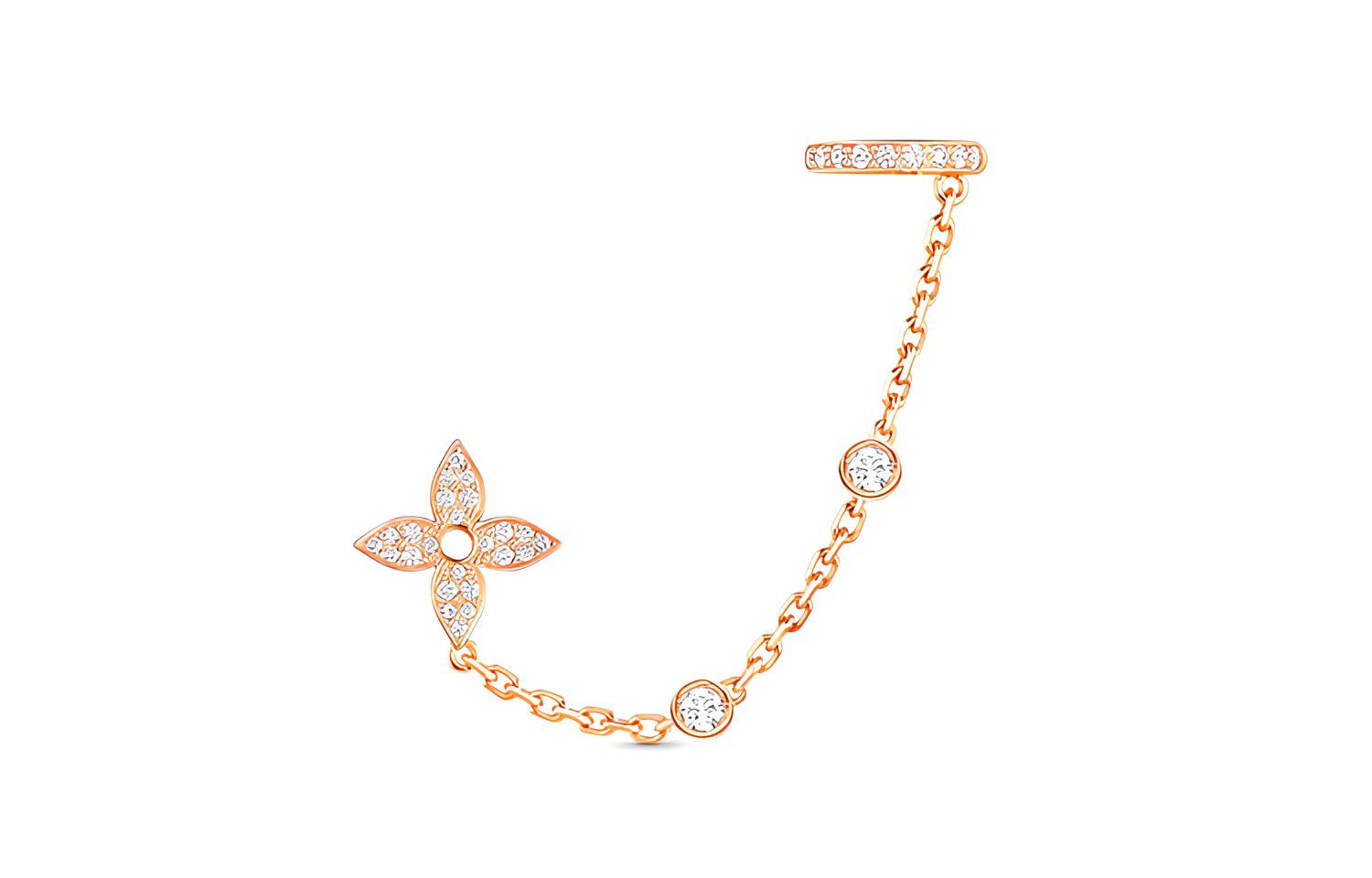 (Women) Louis Vuitton Idylle Blossom Mono Chain Monogram Floral Earrings Gold Women Q96836