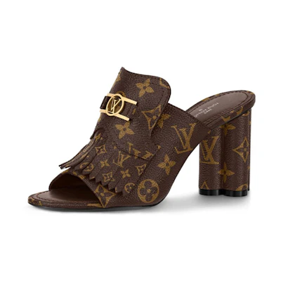(W) LV Indiana Monogram 'Canvas High-Heel Mule'