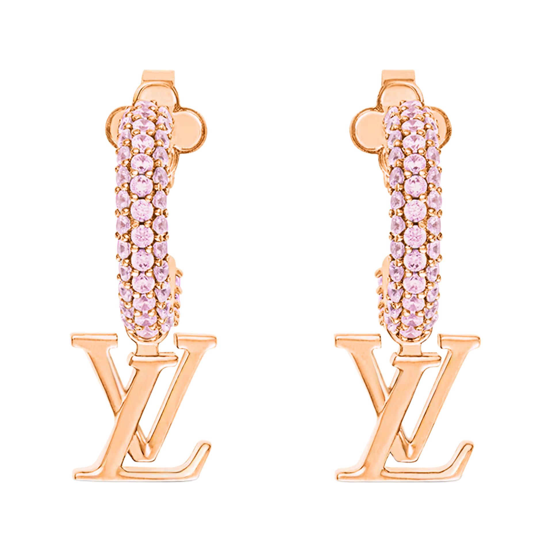 (Women) Louis Vuitton Initials Metal Earrings  Rose Gold. M02380