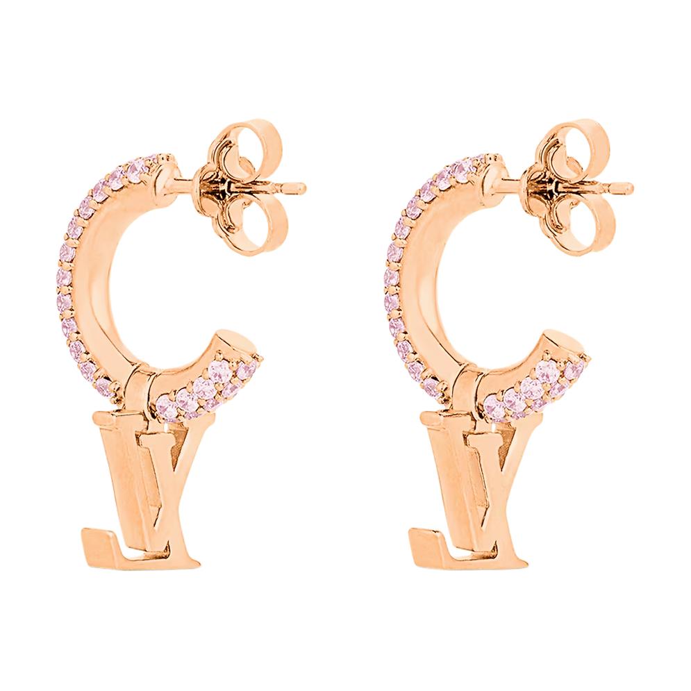 (Women) Louis Vuitton Initials Metal Earrings  Rose Gold. M02380 圖 4