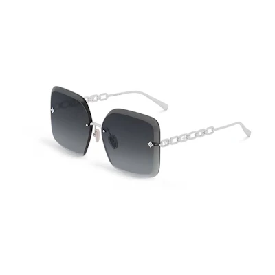 (Women) Louis Vuitton Irregular Metal Chain Sunglasses Silver Women Z2161U