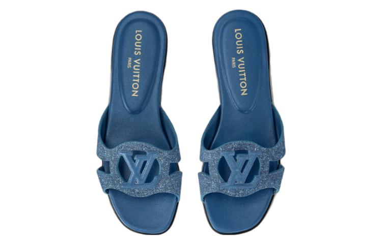 Shop (W) 路易威登Isola蓝色皮革拖鞋 1ACAAX