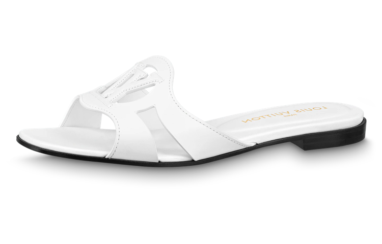 Buy (W) 路易威登 Isola 白色皮革平底凉鞋 1ABOZ3