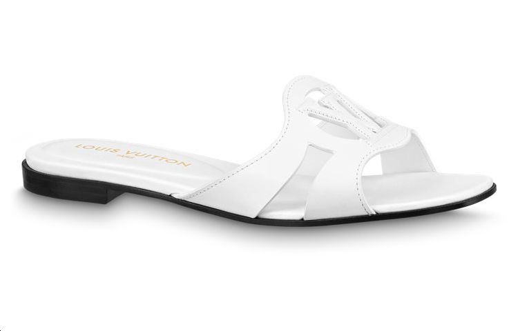 Order (W) 路易威登 Isola 白色皮革平底凉鞋 1ABOZ3