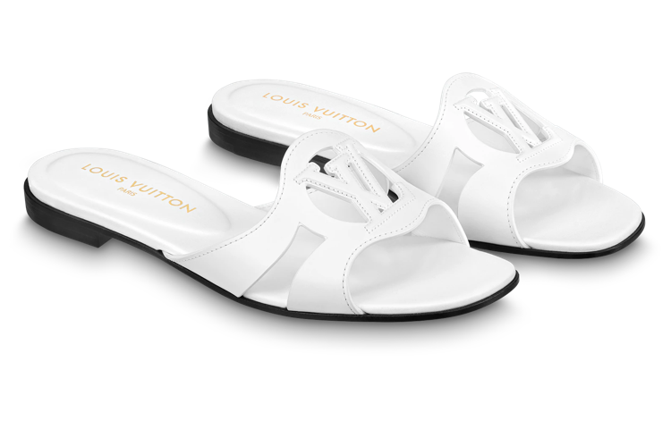 Lookbook (W) 路易威登 Isola 白色皮革平底凉鞋 1ABOZ3