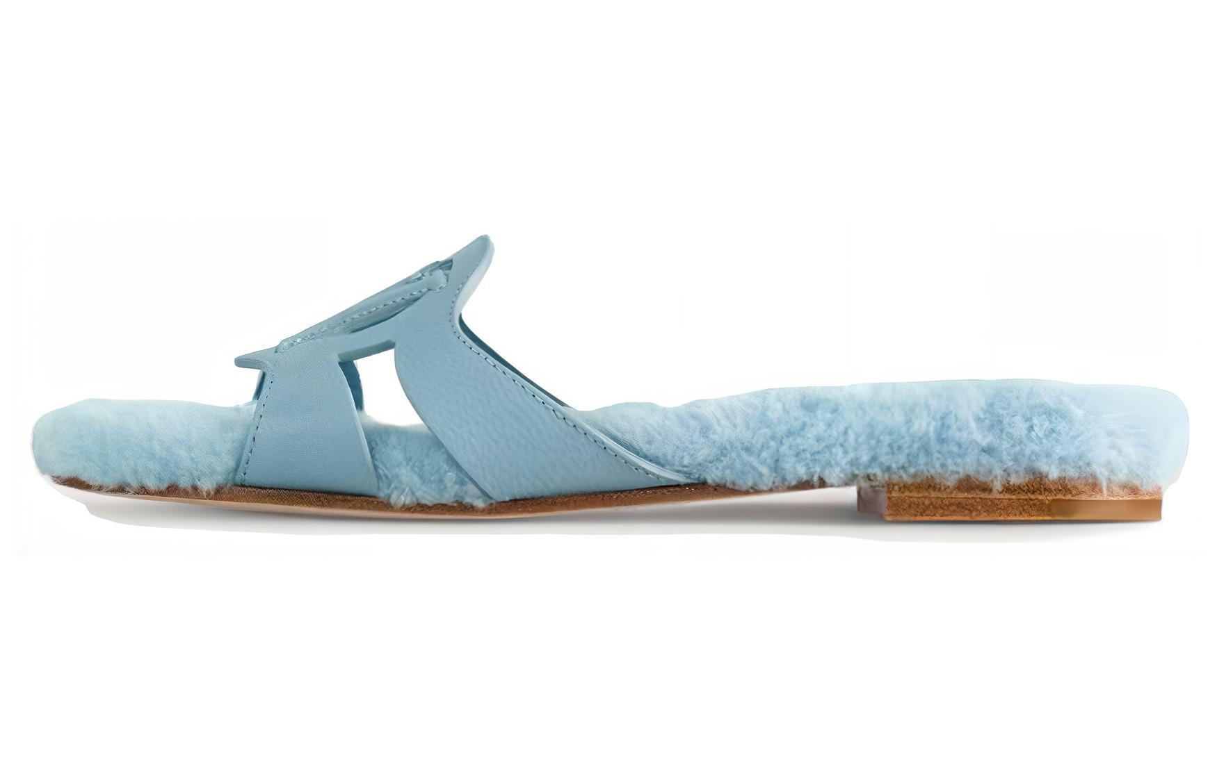 Buy 路易威登 Isola 平底 圓頭 一字拖鞋 女款 藍色