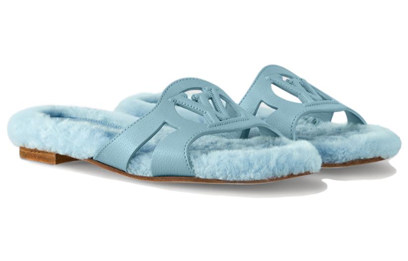 Lookbook 路易威登 Isola 平底 圓頭 一字拖鞋 女款 藍色