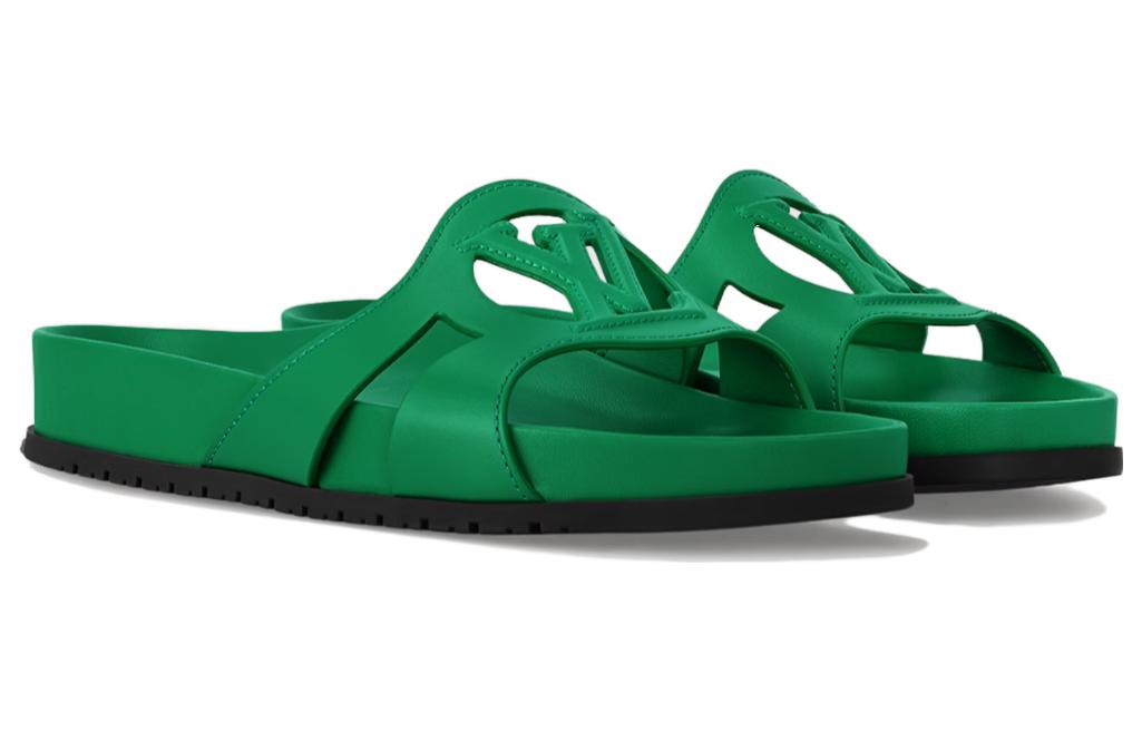 Lookbook 路易威登 Isola 皮革 舒適簡約 一字拖鞋 女款 綠色