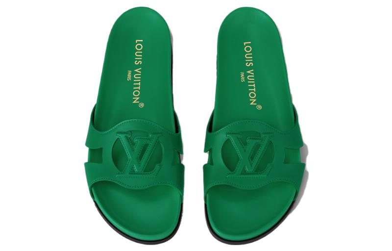 Shop 路易威登 Isola 皮革 舒適簡約 一字拖鞋 女款 綠色