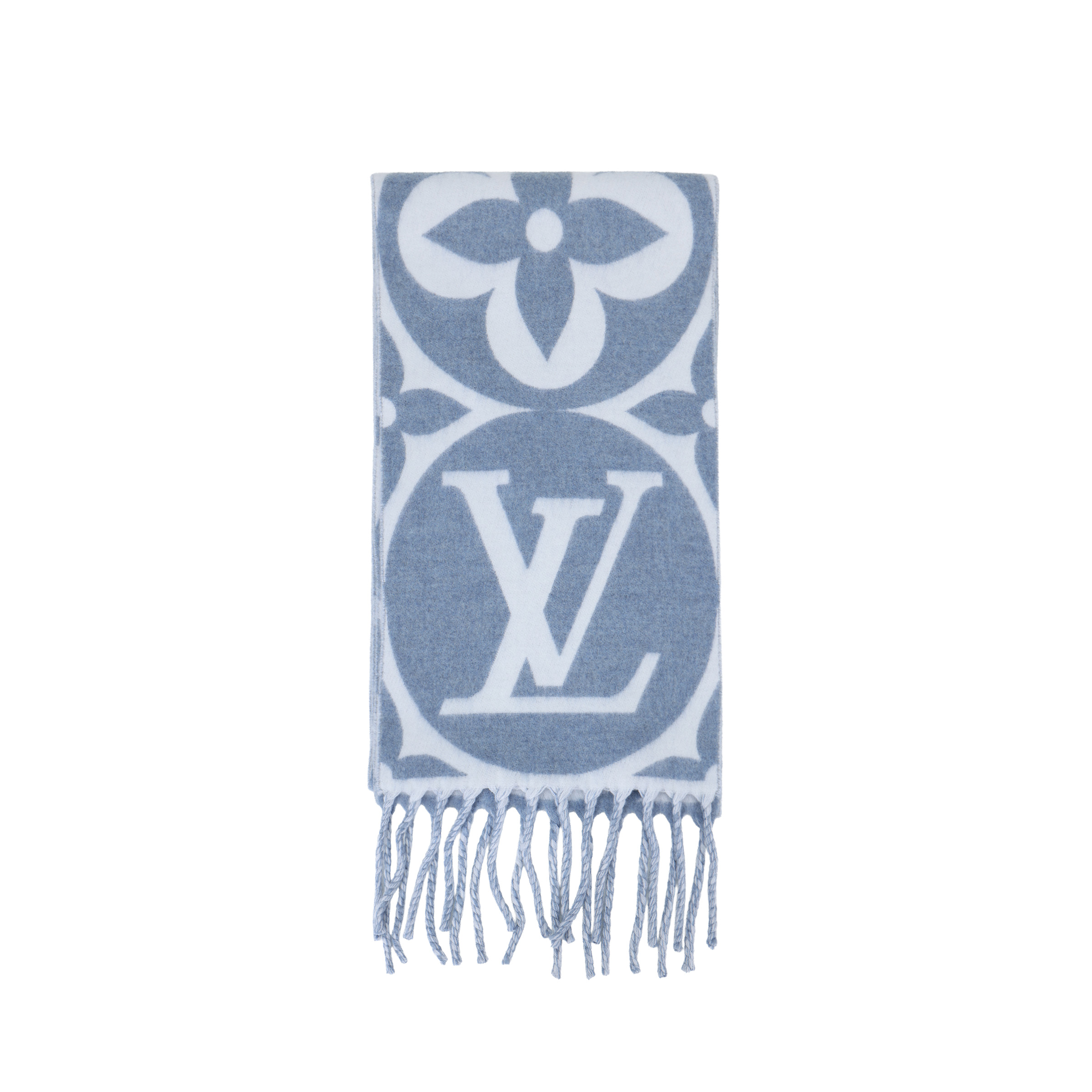 (Women) LOUIS VUITTON Jacquard Knit Wool Scarf  Blue M79214