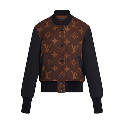 (Women) LOUIS VUITTON Jacquard Patchwork Brown Single-Breasted Aviator Jacket Women. 1A9DJ7