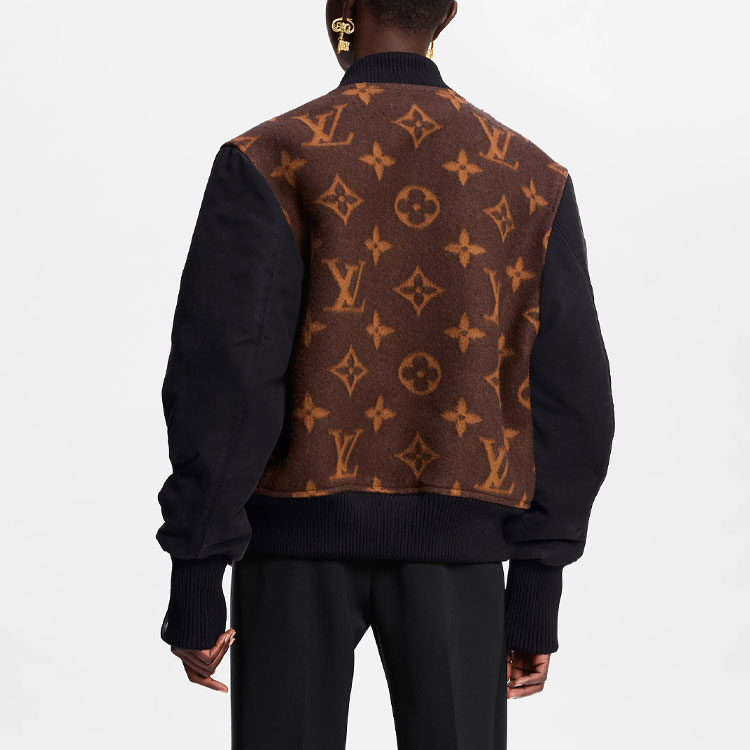 Purchase (W) 路易威登 女士單排扣飛行員外套 棕色提花拼布設計 1A9DJ7