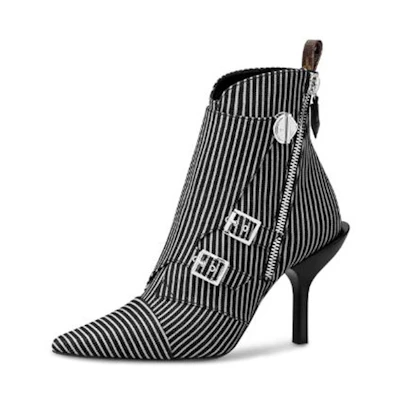 (W) LV Janet Canvas Boot 'Striped Black and White'