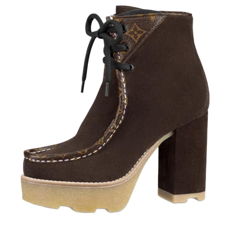 (Women) Louis Vuitton Lace-Up Ankle Boots 'Brown' 1AABAS