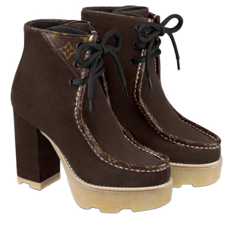 Lookbook (W) 루이비통 브라운 레이스업 앵클부츠 1AABAS