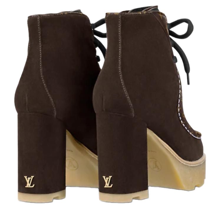 Shop (W) 루이비통 브라운 레이스업 앵클부츠 1AABAS