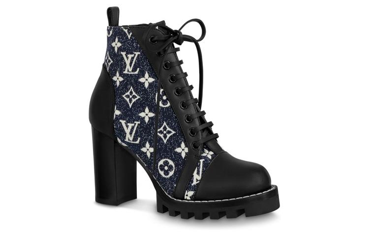 Order 路易威登 皮革 繫帶 時尚 短筒靴 女款 藍色