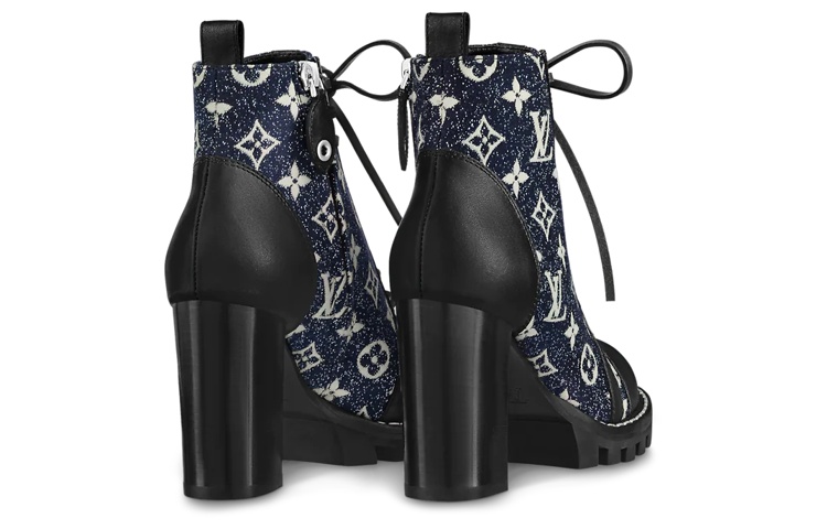 Shop 路易威登 皮革 繫帶 時尚 短筒靴 女款 藍色