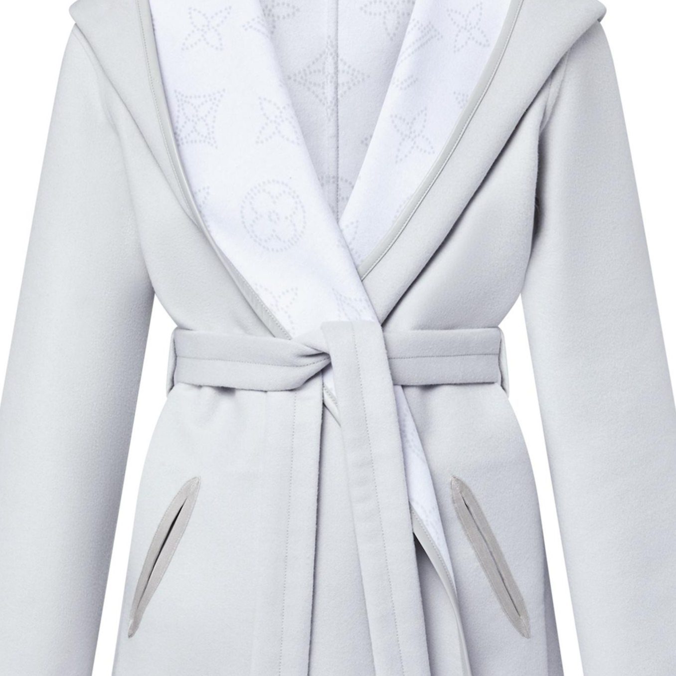 Sizing (Women) Louis Vuitton Lace-Up Hooded Long Coat Grey 1AGDTC