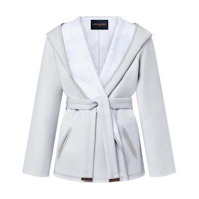 (Women) Louis Vuitton Lace-Up Long Sleeve Hoodie Coat Grey 1AGDTA