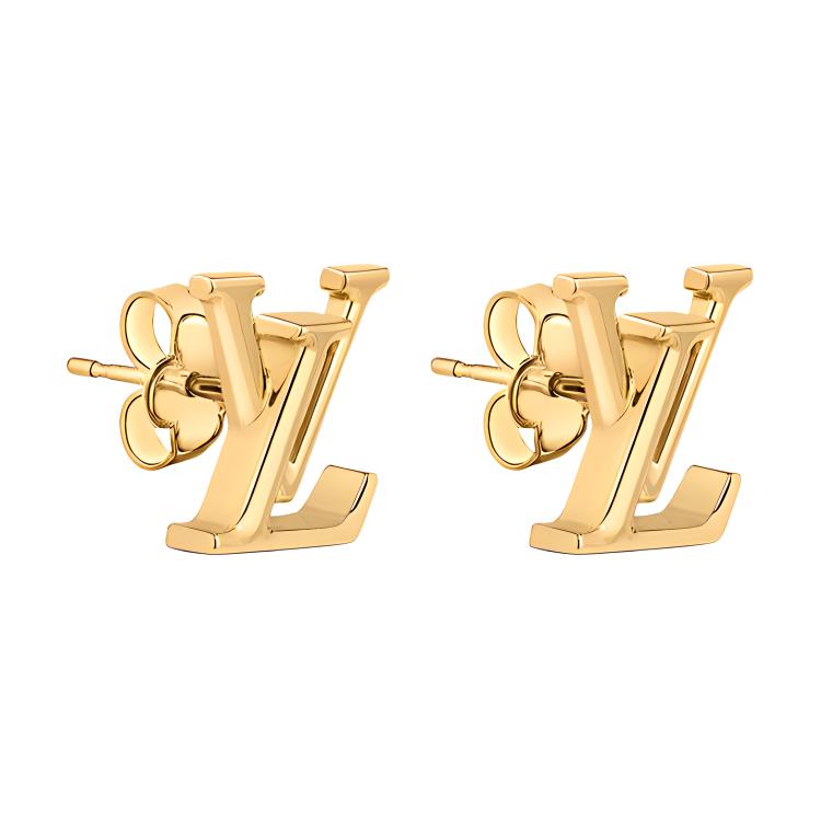 (Women) Louis Vuitton Large Logo Gold Metal Earrings for Women M00610