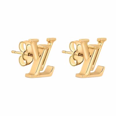 (Women) Louis Vuitton Large Logo Gold Metal Earrings for Women M00610