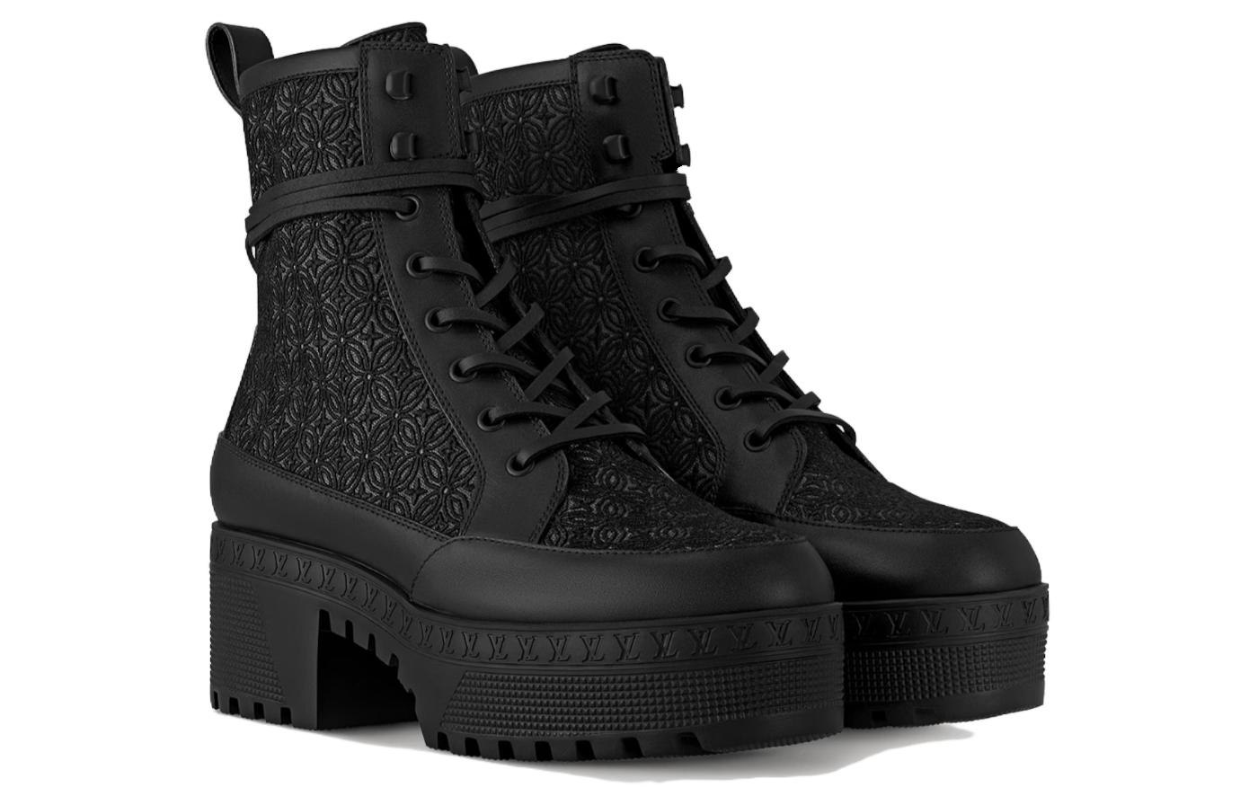 Order (W) ルイ・ヴィトン ローリエイト コンフォートショートブーツ (黒) 1ACKFN