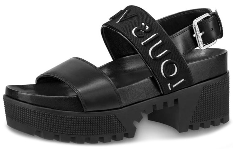 (Women) Louis Vuitton LAUREATE platform sandals 'Black' 1A4X2M