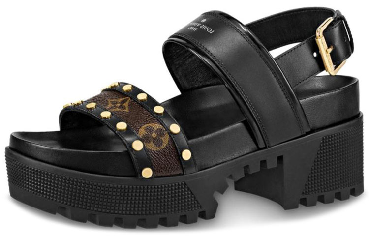 (Women) Louis Vuitton LAUREATE platform sandals 'Black Monogram' 1A4W22
