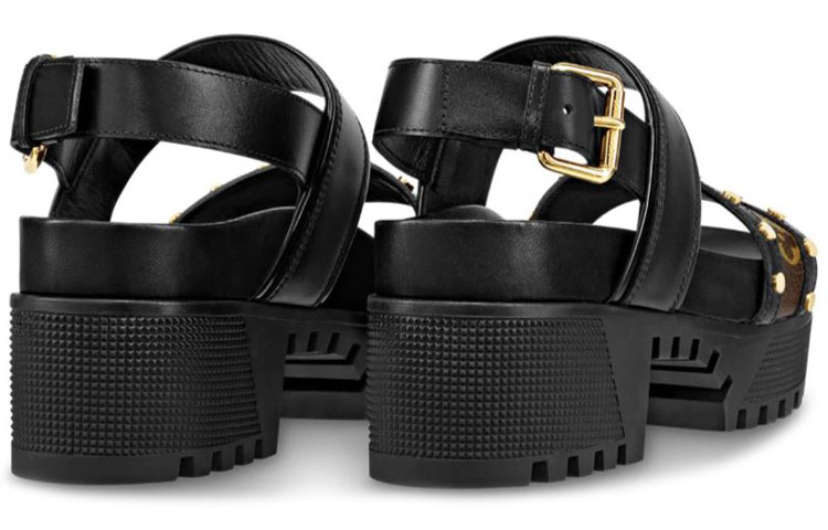 Lookbook (W) 路易威登LAUREATE黑色经典图案厚底凉鞋 1A4W22