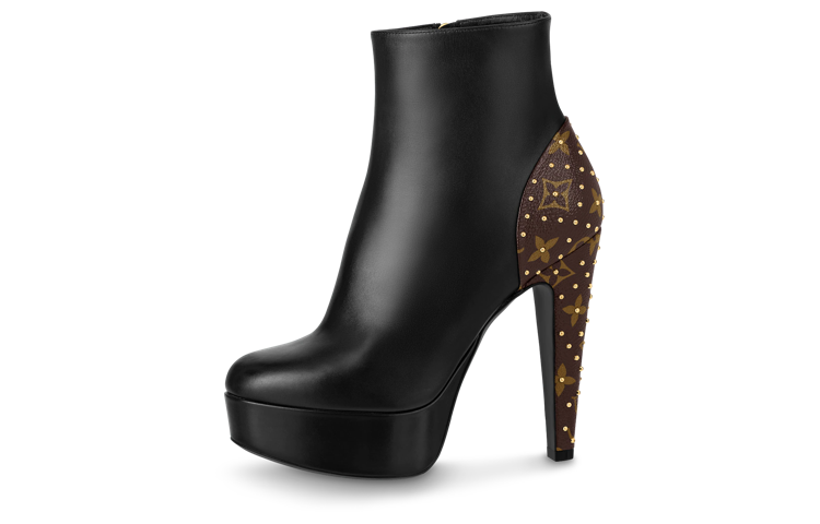 (Women) Louis Vuitton Leather Ankle Boot 'Side Zip Black' 1AAZUW