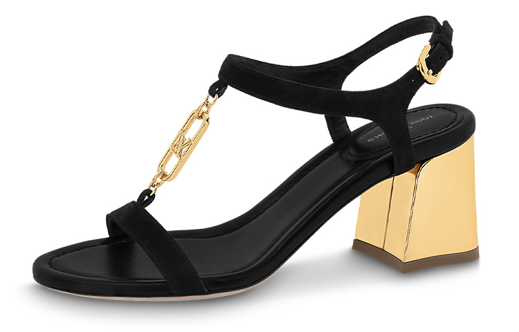 Order (W) Louis Vuitton Leren Buckle Chunky Hak Ronde Neus Fashion Slide 6.5cm ''Zwart'' 1ABIGM