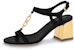 (W) Louis Vuitton Kulit Buckle Chunky Heel Round Toe Fashion Slide 6.5cm 'Hitam' 1ABIGM