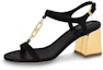 Order (W) Louis Vuitton Kulit Buckle Chunky Heel Round Toe Fashion Slide 6.5cm 'Hitam' 1ABIGM