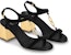 (W) Louis Vuitton Kulit Buckle Chunky Heel Round Toe Fashion Slide 6.5cm 'Hitam' 1ABIGM