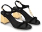 Lookbook (W) Louis Vuitton Kulit Buckle Chunky Heel Round Toe Fashion Slide 6.5cm 'Hitam' 1ABIGM