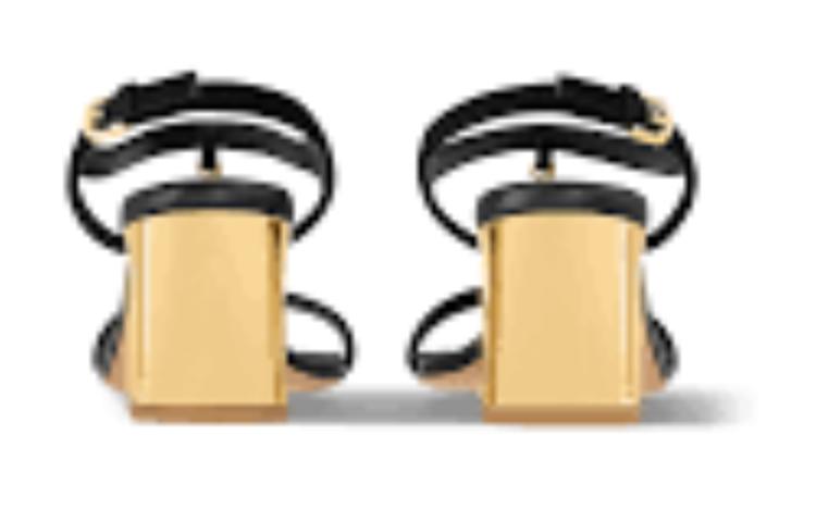 Purchase (W) Louis Vuitton Leren Buckle Chunky Hak Ronde Neus Fashion Slide 6.5cm ''Zwart'' 1ABIGM