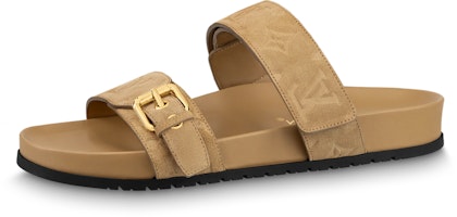 (Women) Louis Vuitton Leather Flat Slide 'Brown' 1ABOYH (Women) Louis Vuitton Leather Flat Slide 'Brown' 1ABOYH