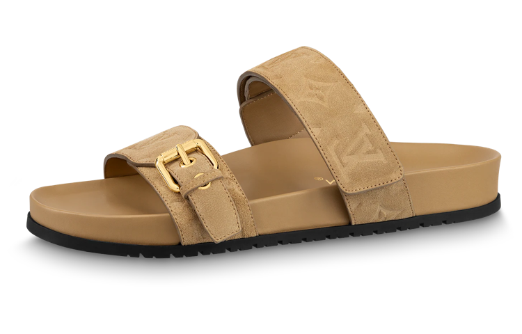 (Women) Louis Vuitton Leather Flat Slide 'Brown' 1ABOYH