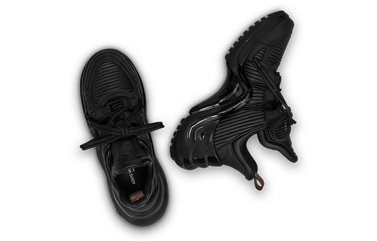Sizing (W) Louis Vuitton Baskets Basses en Cuir ''Lacets Noirs'' 1ABIL4