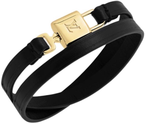 (Women) Louis Vuitton Leather Metal Logo Design Bracelet Black M4206F Lookbook (Women) Louis Vuitton Leather Metal Logo Design Bracelet Black M4206F