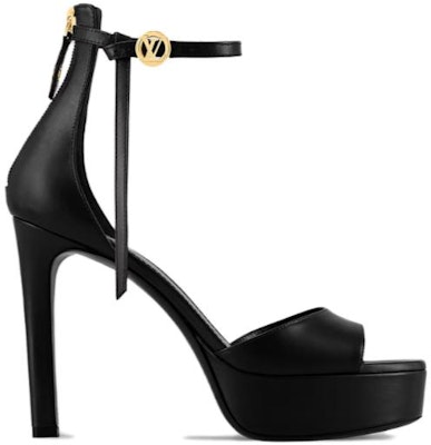 (Women) Louis Vuitton Leather Peep-Toe High-Heel 'Monogram Strap' Sandal 9cm 'Black' 1ACHFQ Order (Women) Louis Vuitton Leather Peep-Toe High-Heel 'Monogram Strap' Sandal 9cm 'Black' 1ACHFQ