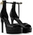 (W) Louis Vuitton Kasut Tumit Tinggi 'Monogram Strap' Peep-Toe Hitam 9cm Kulit 1ACHFQ