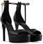 Lookbook (W) Louis Vuitton Kasut Tumit Tinggi 'Monogram Strap' Peep-Toe Hitam 9cm Kulit 1ACHFQ