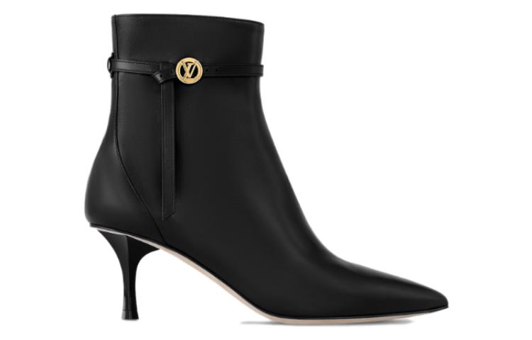 Order (Women) Louis Vuitton Leather Pointed-Toe Ankle Boots 'Black Kitten Heel' 1ACIS7