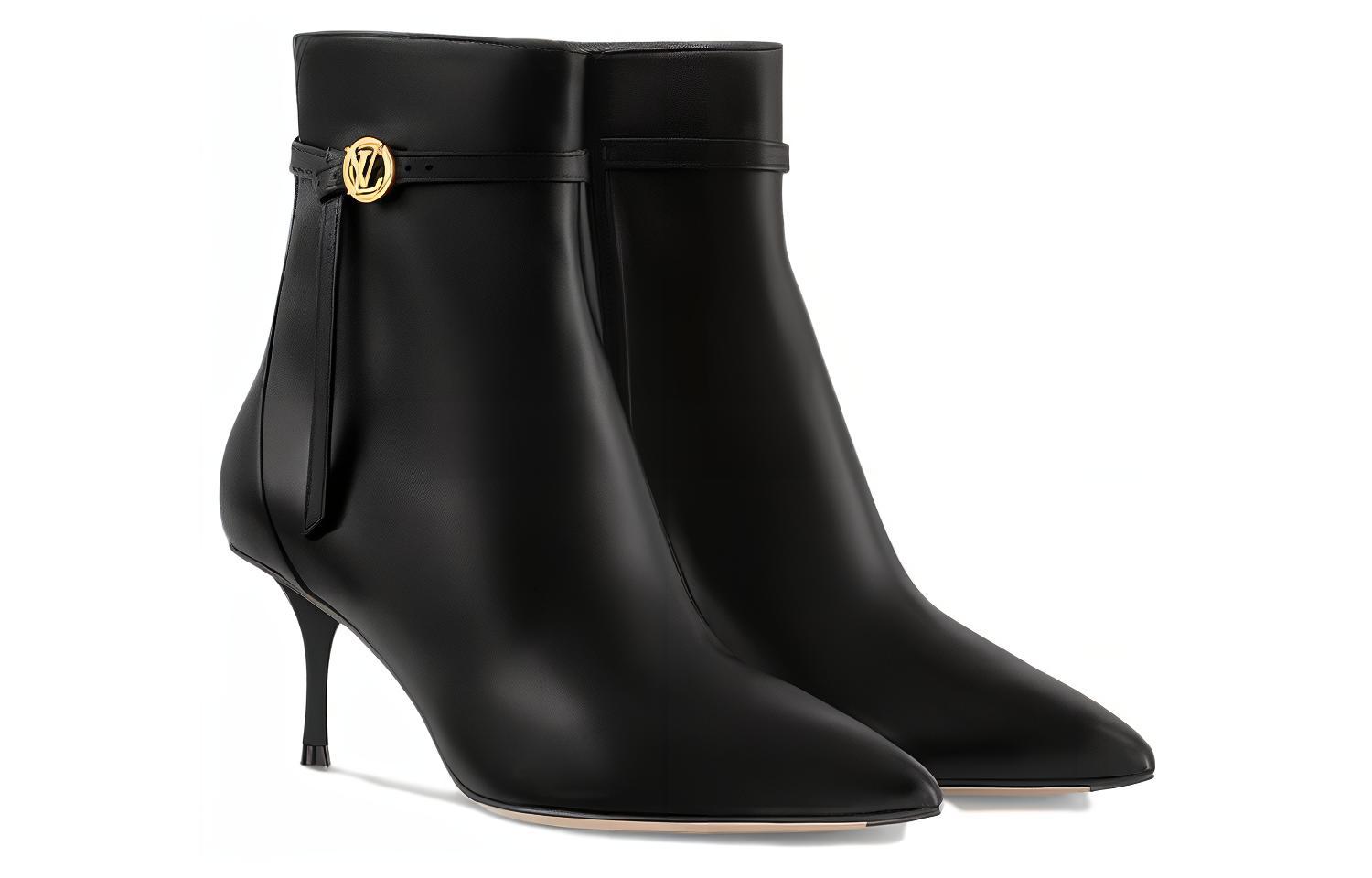 Lookbook 路易威登 皮革 尖頭套筒細跟 短靴 6.5cm 女款 黑色